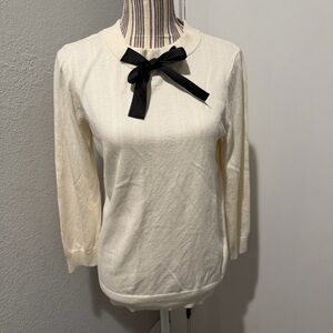J. Crew Mercantile Cream Sweater with Black Bow